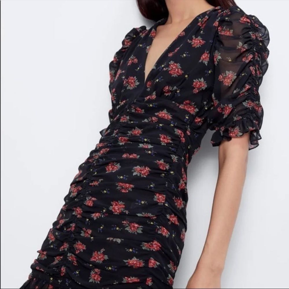 Zara PRINTED ROSES DRESS - Picture 6 of 16